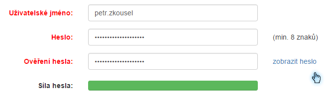 přihlašovací údaje